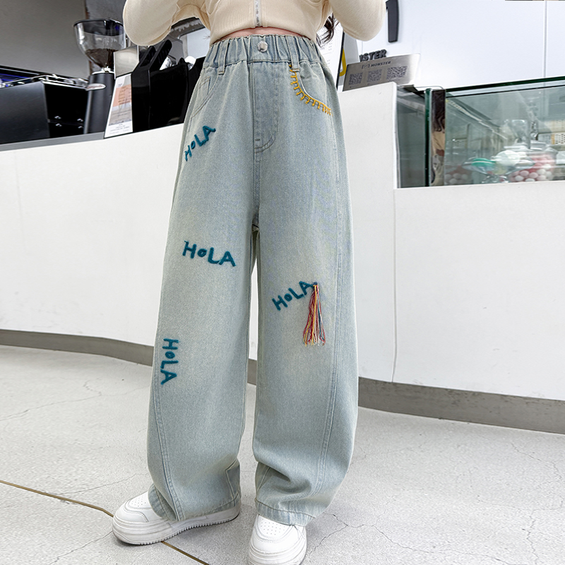 Street Fashion Korean Girl - Nowe Jesienne Koreańskie Dziecięce Jeansy z