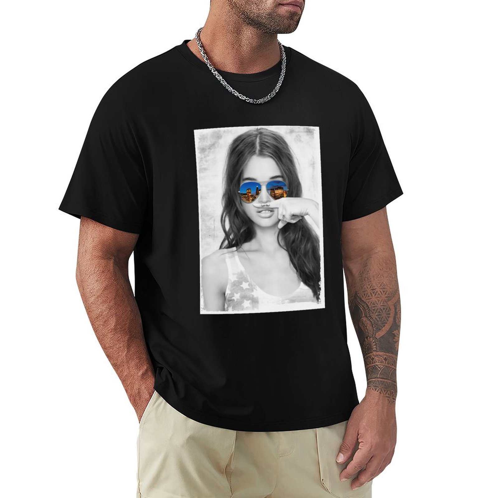 Street Fashion Co - Oryginalna koszulka męska z grafiką Mustache