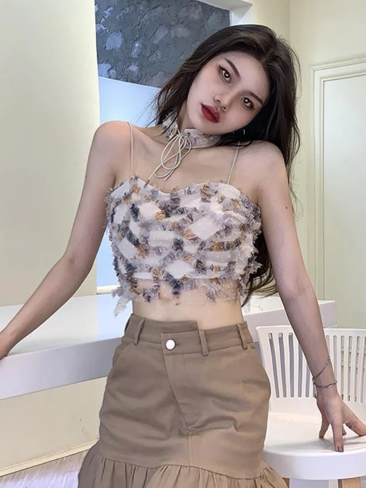 Street Fashion Korean Girl - Damskie letnie crop topy z nadrukiem,