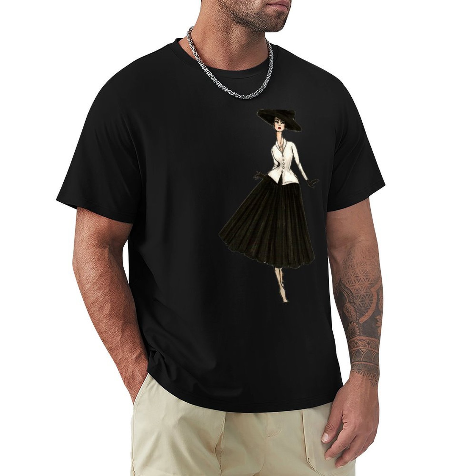 Street Fashion Paris - Ilustracja modowa w stylu vintage z