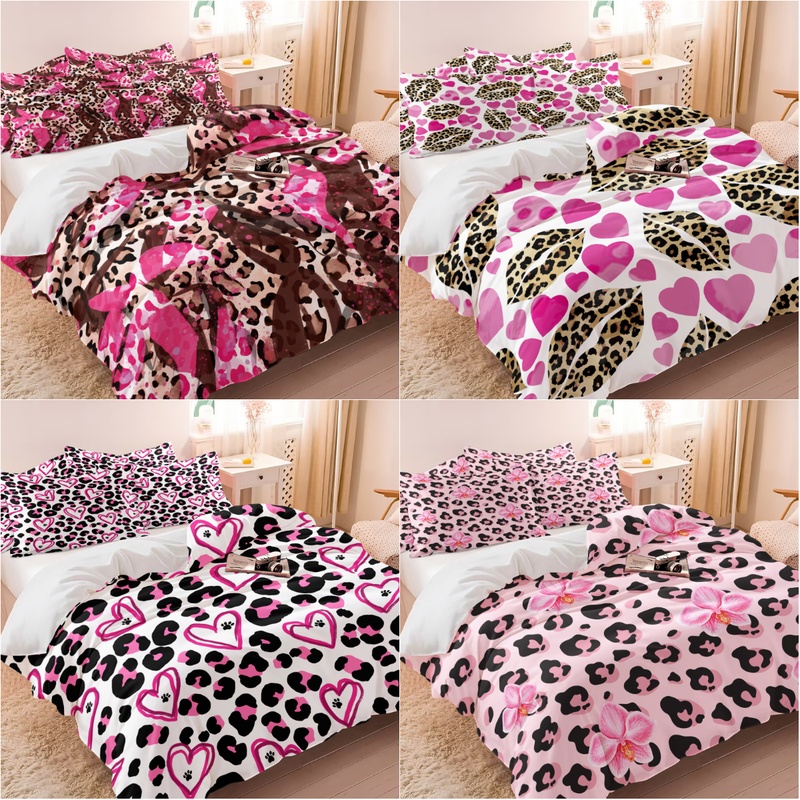 Camo Pattern Set - Różowy Zestaw Poszewek na Kołdrę z