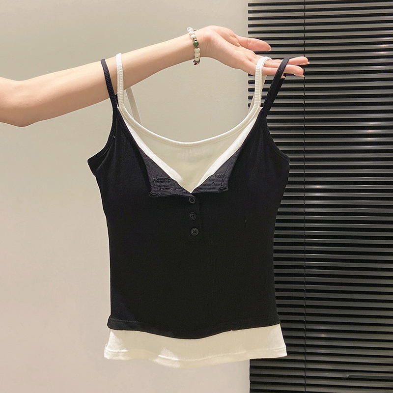 Modny top damski imitujący dwu – Street Fashion Korean Girl recenzja i cena