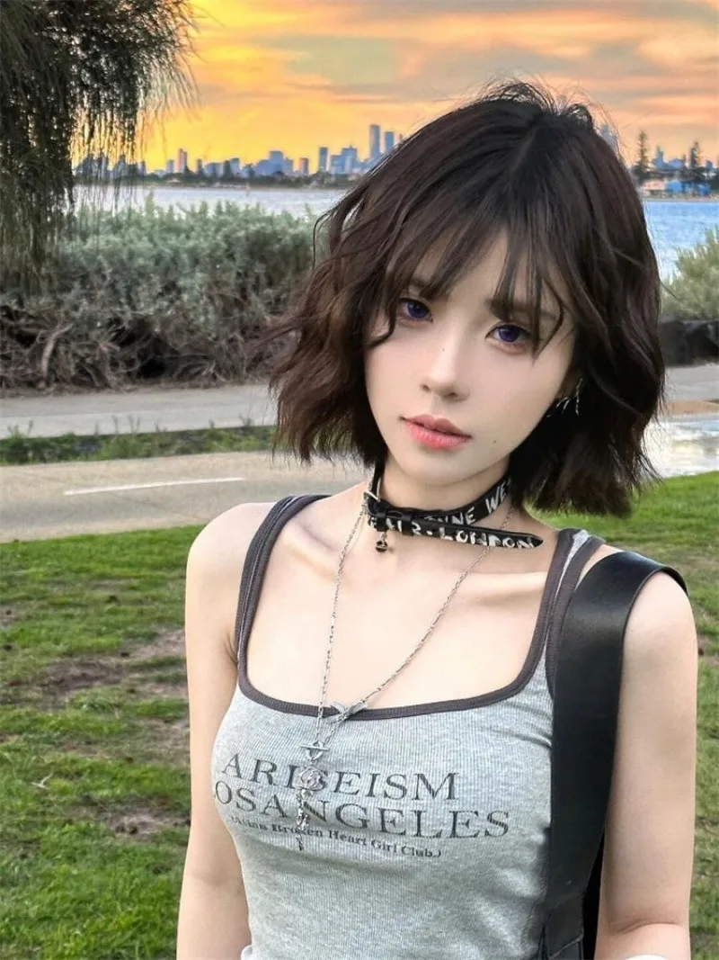 Modne amerykańskie topy bez rę – Street Fashion Korean Girl recenzja i cena